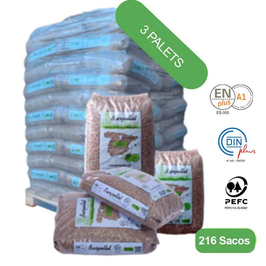 Burpellet – 3 Palets de 216 Sacos certificado Enplus 15 kg