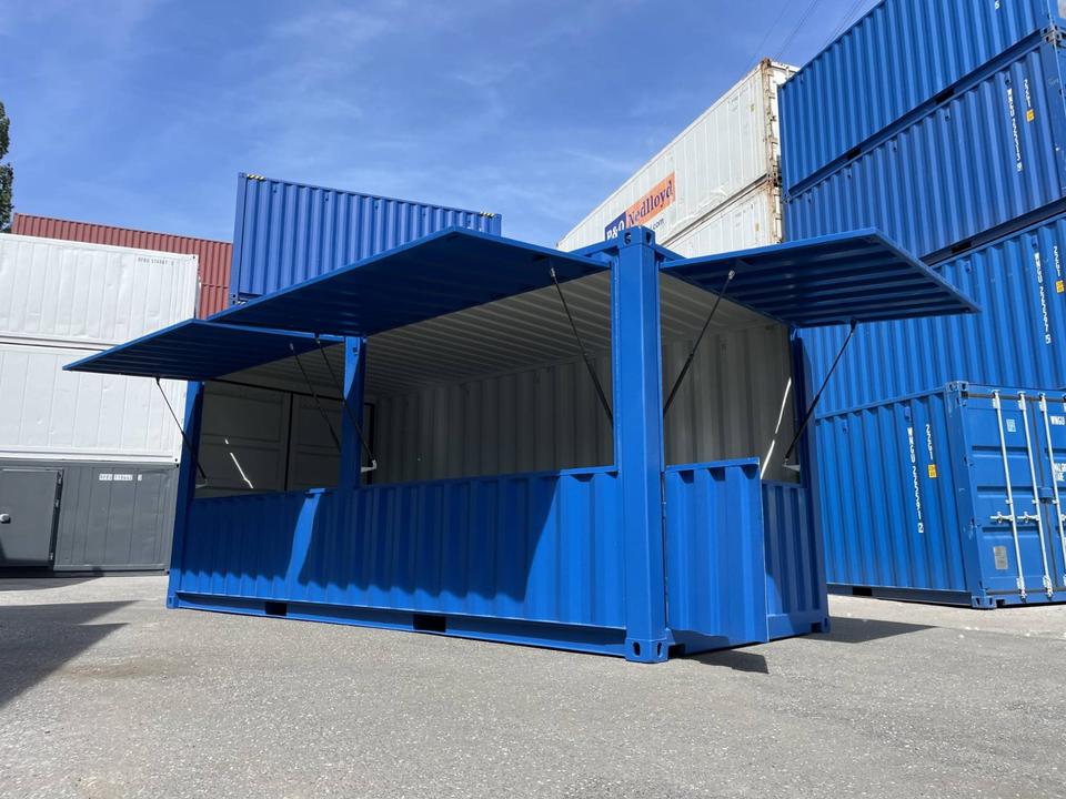 CONTENEDOR DE BAR AZUL DE 20 PIES