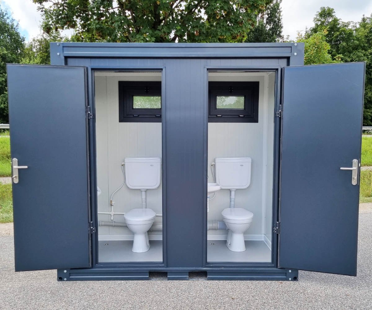 CONTENEDOR SANITARIO WC – URINARIO- CON DOBLE CABINA PARA (HOMBRE Y MUJER) 240X120M