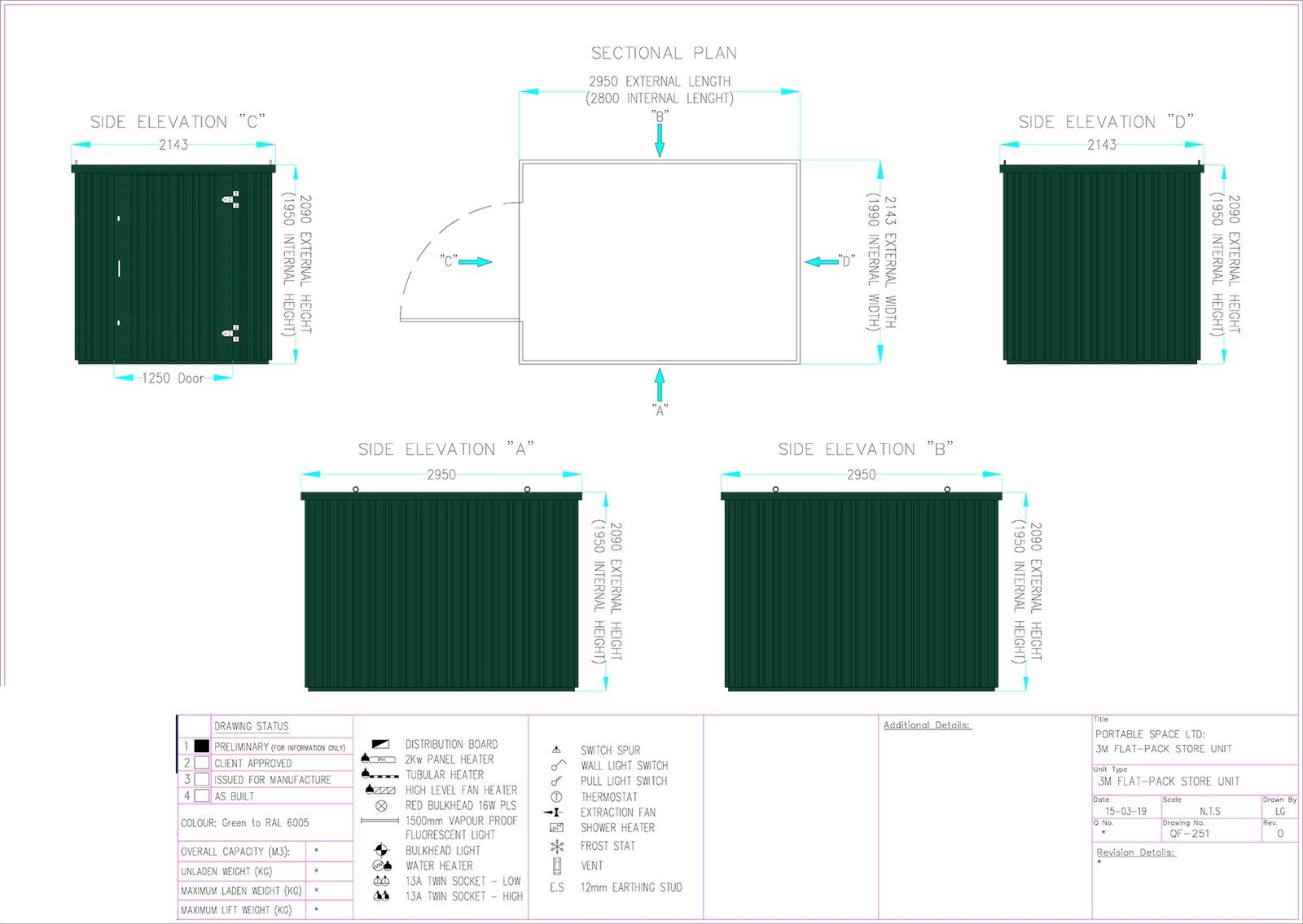 CONTENEDOR DE ALMACENAMIENTO PLANO DE 3M X 2,1M