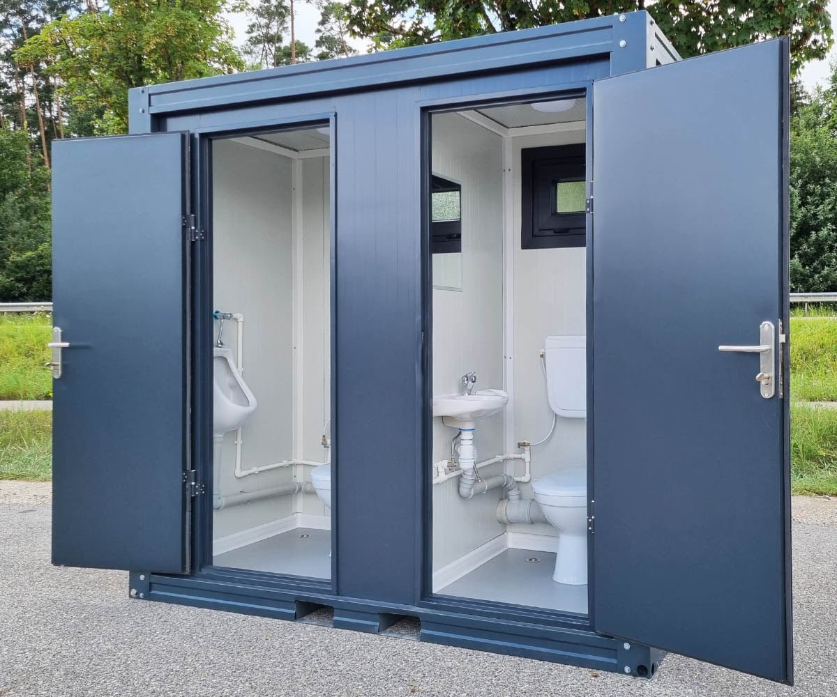 CONTENEDOR SANITARIO WC – URINARIO- CON DOBLE CABINA PARA (HOMBRE Y MUJER) 240X120M