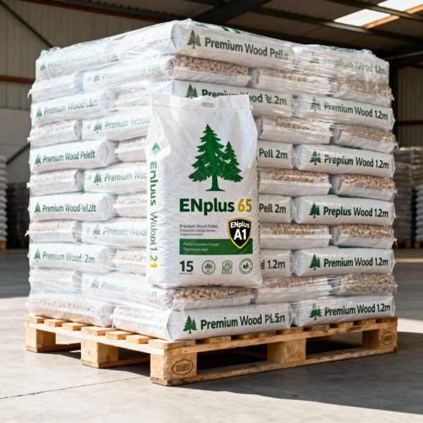 Pellets de Madera Premium ENplus A1 – Palet Completo Pellets Asturias (1080 kg)