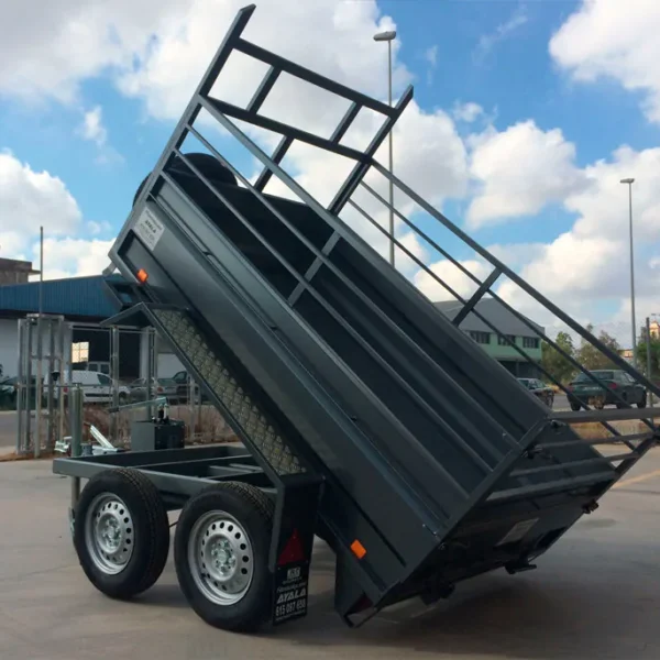 Remolque basculante hidráulico de 2 ejes con ruedas externas