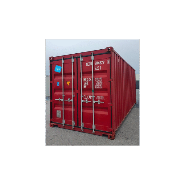 CONTENEDOR AUTOSERVICIO DE 20 PIES CON PISO DE BAMBÚ – ROJO