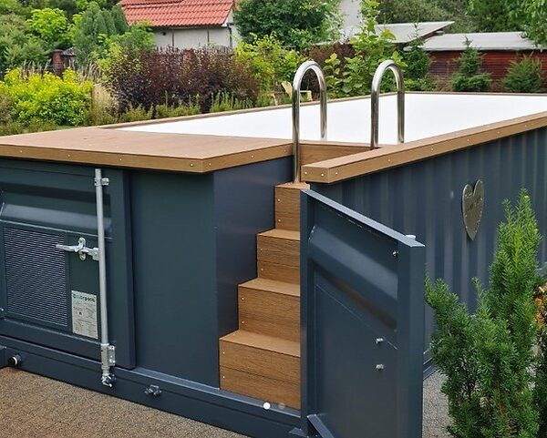 Piscina contenedor de 6,2 m x 2,5 m con bomba de calor, paquete Premium