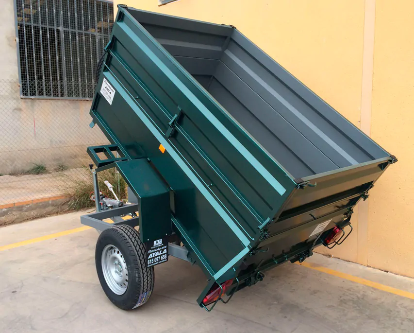 Remolque basculante hidráulico manual + freno de inercia 2.000 x 1.300 x 600 + 350 – Mma 750 kg