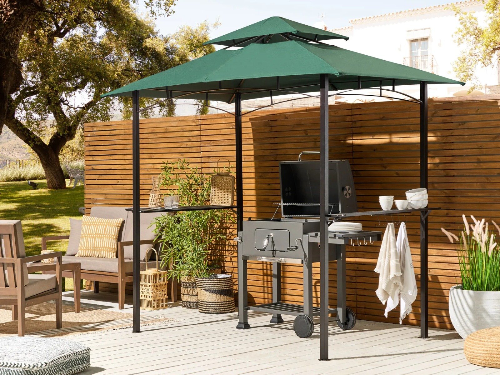 Gazebo NARO Metal 240 cm 148 cm Verde Oscuro