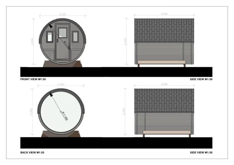 Sauna Exterior Barril Elston, 2.3×3.0