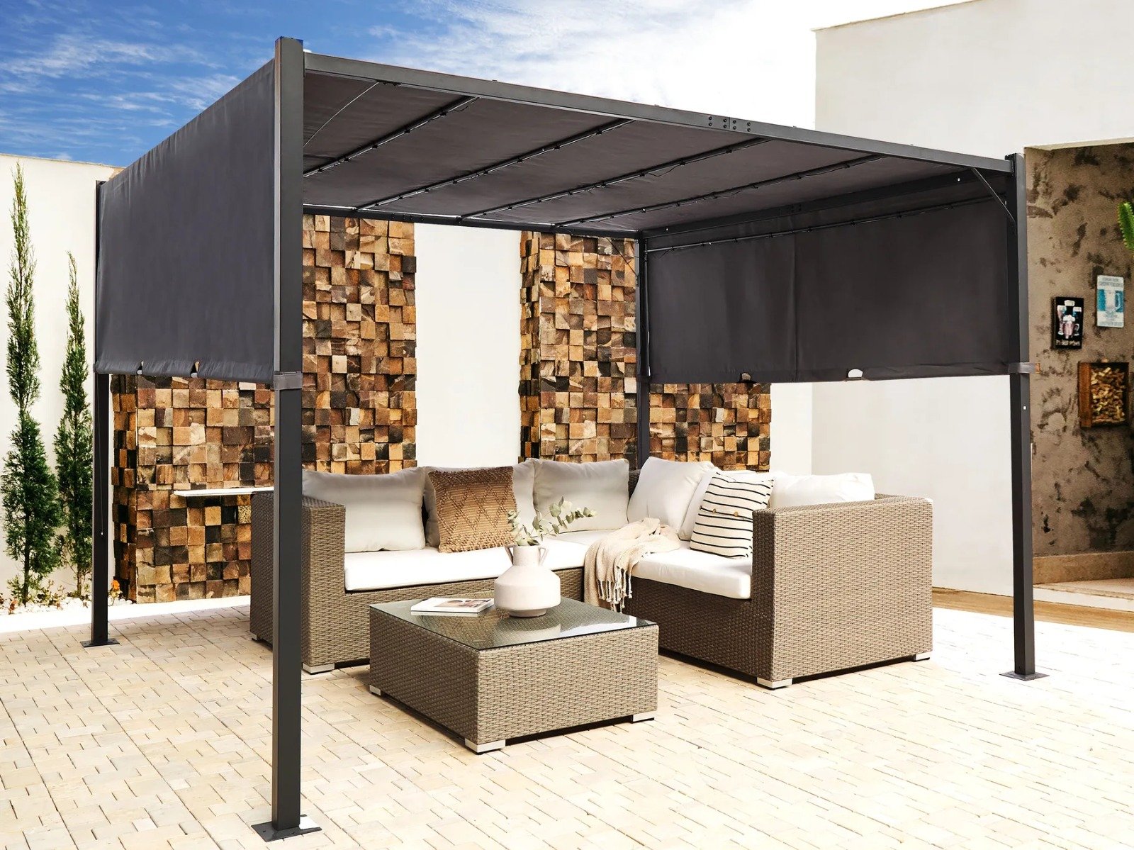 Gazebo LED PARGA Gris Oscuro