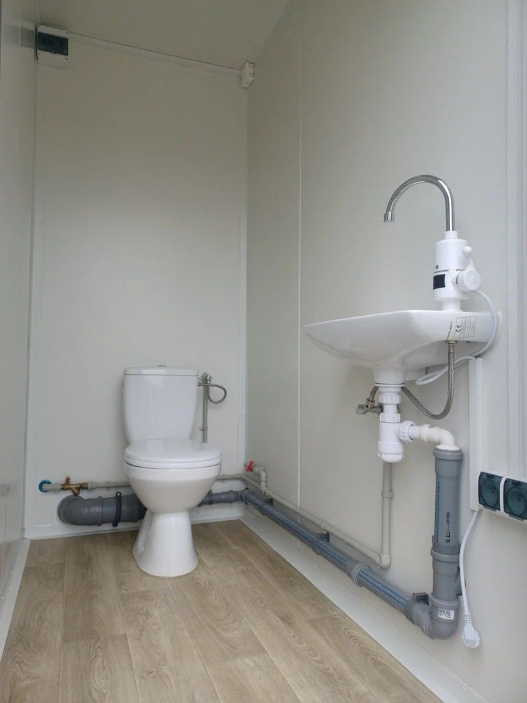 Contenedor Sanitario Doble de 2 Cabinas: WC y Ducha en un Diseño Robusto