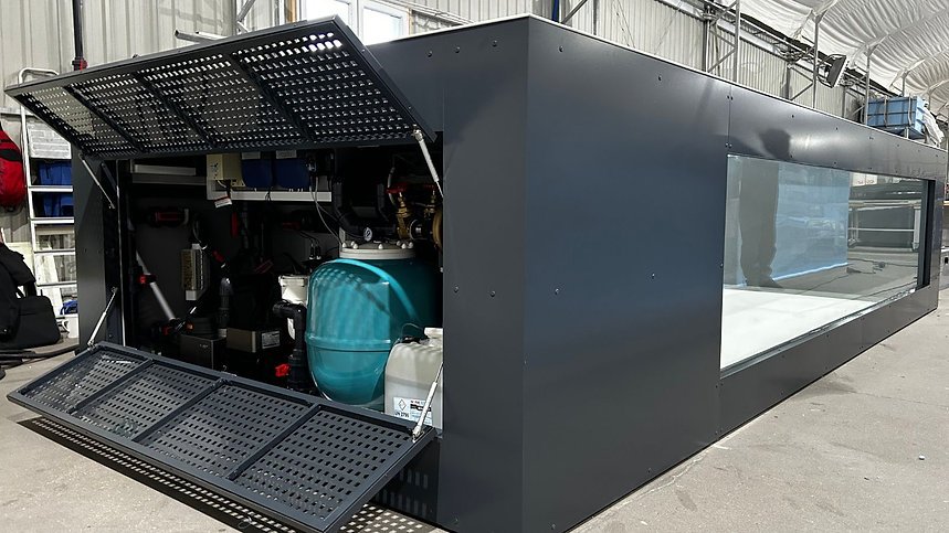 Piscina de polipropileno de 6,5 mx 2,5 m con ventana de 4 m