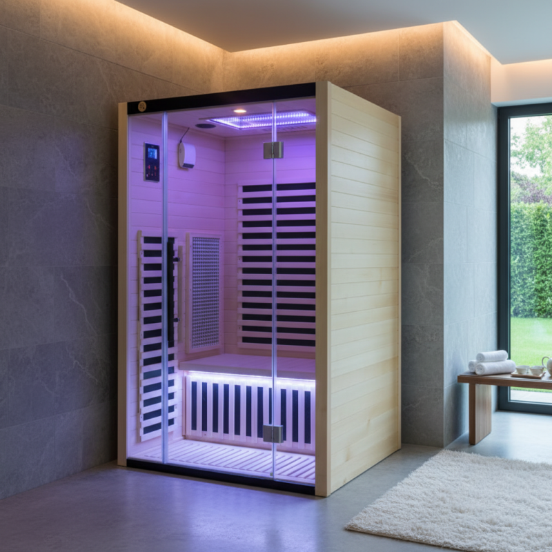 Sauna de infrarrojos LOIS para 2 personas - con paneles de carbono de 1900W y controlador wifi