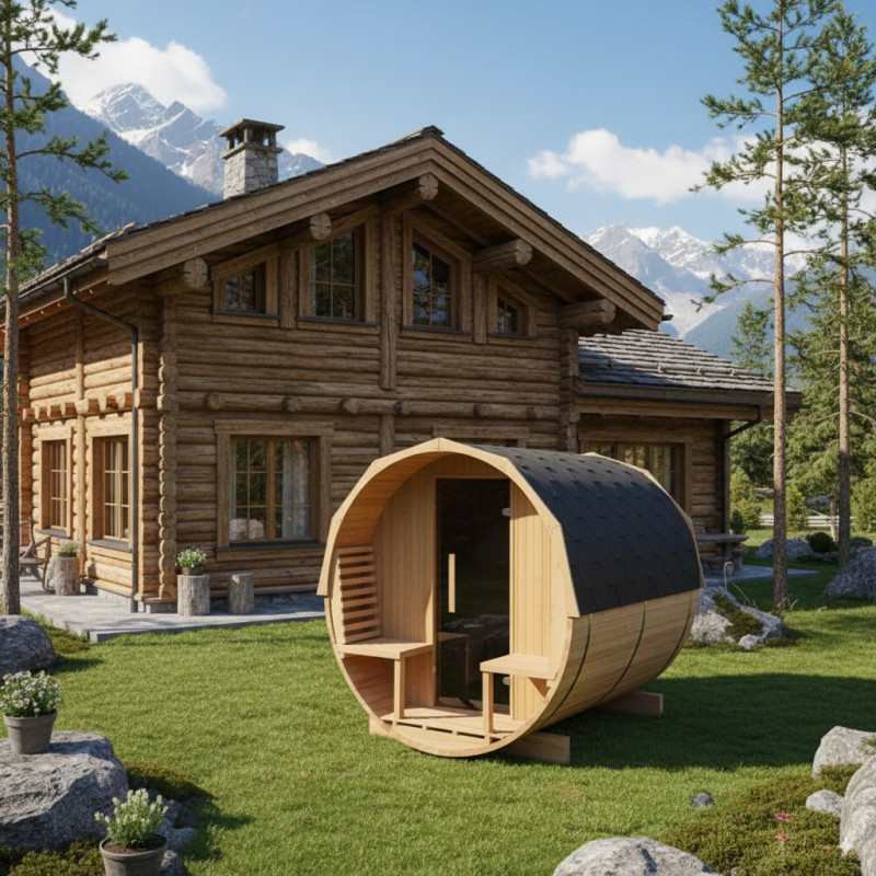 Sauna exterior Barril de madera termotratada para 4 a 6 personas - SNÖ